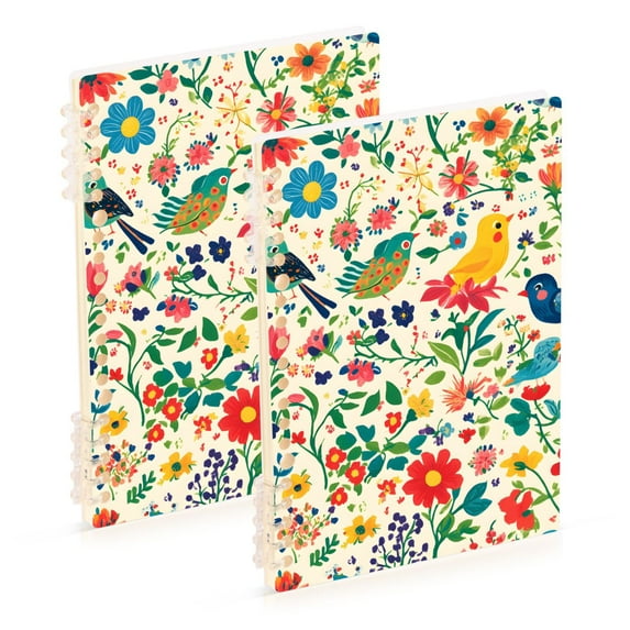 FORMRS 1-Subject Spiral Notebook 8" x 5" College Ruled 60 Refillable Sheet A5 Hard Cover, 2 Pack, Cartoon Animals