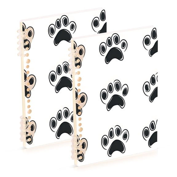 FORMRS 1-Subject Spiral Notebook 8" x 5" College Ruled 60 Refillable Sheet A5 Hard Cover, 2 Pack, Cartoon Cat Paw
