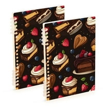 FORMRS 1-Subject Spiral Notebook 8" x 5" College Ruled 60 Refillable Sheet, 2 Pack, Chocolate Cakes