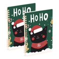 thumbnail image 1 of FORMRS 1-Subject Spiral Notebook 8" x 5" College Ruled 60 Refillable Sheet A5 Hard Cover, 2 Pack, Christmas Cat, 1 of 7