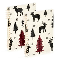 FORMRS 1-Subject Spiral Notebook 8" x 5" College Ruled 60 Refillable Sheet, 2 Pack, Christmas Plaid Forest