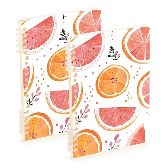 FORMRS 1-Subject Spiral Notebook 8" x 5" College Ruled 60 Refillable Sheet, 2 Pack, Citrus Slice