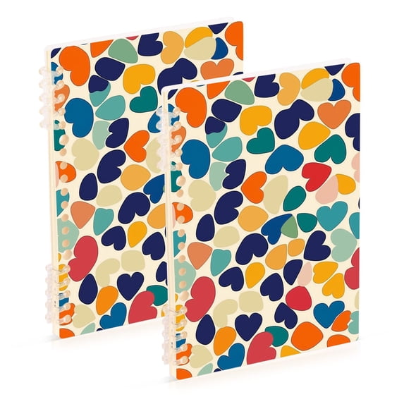 FORMRS 1-Subject Spiral Notebook 8" x 5" College Ruled 60 Refillable Sheet A5 Hard Cover, 2 Pack, Colorful Clover Pattern