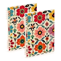 FORMRS 1-Subject Spiral Notebook 8" x 5" College Ruled 60 Refillable Sheet, 2 Pack, Colorful Flowers