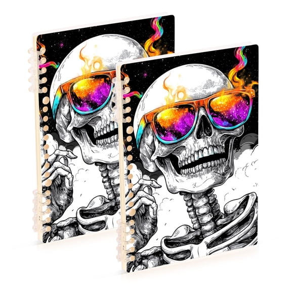 FORMRS 1-Subject Spiral Notebook 8" x 5" College Ruled 60 Refillable Sheet A5 Hard Cover, 2 Pack, Colorful Glasses