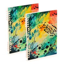 FORMRS 1-Subject Spiral Notebook 8" x 5" College Ruled 60 Refillable Sheet, 2 Pack, Colorful Plants