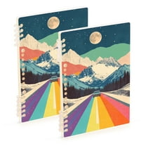 FORMRS 1-Subject Spiral Notebook 8" x 5" College Ruled 60 Refillable Sheet, 2 Pack, Colorful Road at Night