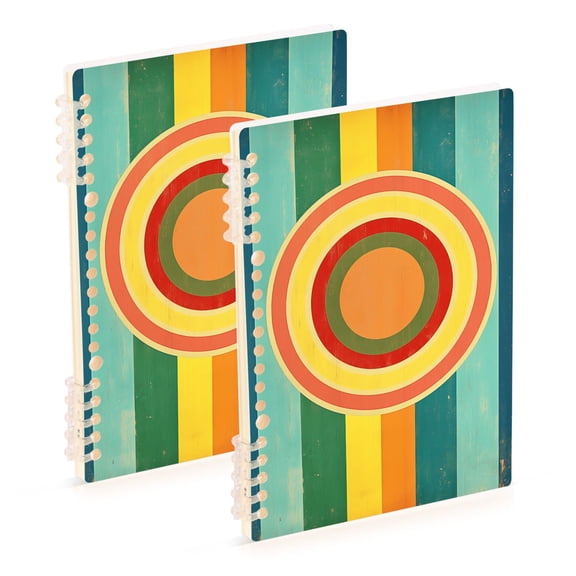 FORMRS 1-Subject Spiral Notebook 8" x 5" College Ruled 60 Refillable Sheet A5 Hard Cover, 2 Pack, Colorful Stripes
