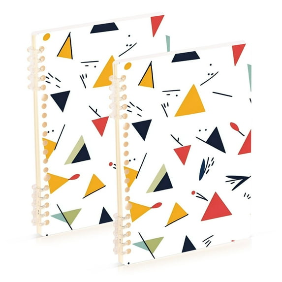 FORMRS 1-Subject Spiral Notebook 8" x 5" College Ruled 60 Refillable Sheet, 2 Pack, Colorful Triangles
