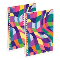 FORMRS 1-Subject Spiral Notebook 8" x 5" College Ruled 60 Refillable Sheet, 2 Pack, Colorful Wavy Pattern
