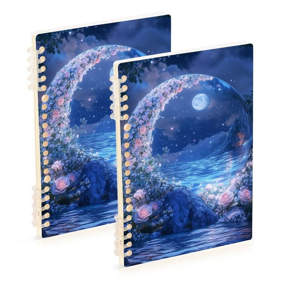 FORMRS 1-Subject Spiral Notebook 8" x 5" College Ruled 60 Refillable Sheet A5 Hard Cover, 2 Pack, Crystal Ball