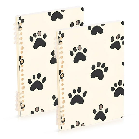 FORMRS 1-Subject Spiral Notebook 8" x 5" College Ruled 60 Refillable Sheet, 2 Pack, Cute Cat Paw