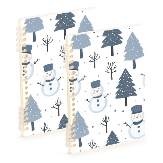 FORMRS 1-Subject Spiral Notebook 8" x 5" College Ruled 60 Refillable Sheet, 2 Pack, Cute Snowmen