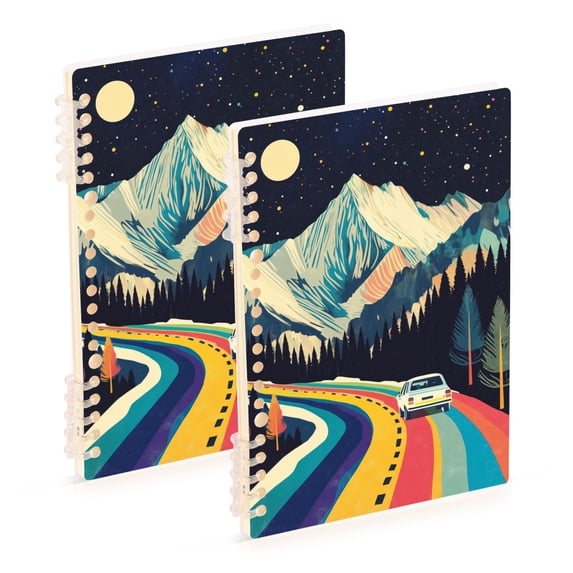 FORMRS 1-Subject Spiral Notebook 8" x 5" College Ruled 60 Refillable Sheet A5 Hard Cover, 2 Pack, Evening Mountain Road