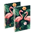 thumbnail image 1 of FORMRS 1-Subject Spiral Notebook 8" x 5" College Ruled 60 Refillable Sheet A5 Hard Cover, 2 Pack, Flamingo Leaves Pattern, 1 of 7