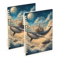 FORMRS 1-Subject Spiral Notebook 8" x 5" College Ruled 60 Refillable Sheet, 2 Pack, Floating Whale