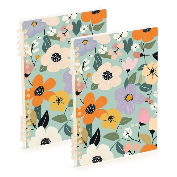 FORMRS 1-Subject Spiral Notebook 8" x 5" College Ruled 60 Refillable Sheet A5 Hard Cover, 2 Pack, Floral Pattern