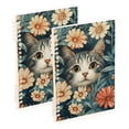 thumbnail image 1 of FORMRS 1-Subject Spiral Notebook 8" x 5" College Ruled 60 Refillable Sheet A5 Hard Cover, 2 Pack, Flowers Cat, 1 of 7