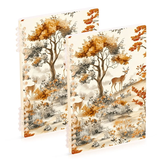FORMRS 1-Subject Spiral Notebook 8" x 5" College Ruled 60 Refillable Sheet, 2 Pack, Forest Pattern