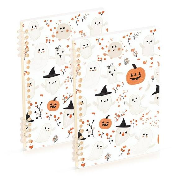 FORMRS 1-Subject Spiral Notebook 8" x 5" College Ruled 60 Refillable Sheet A5 Hard Cover, 2 Pack, Ghost Design