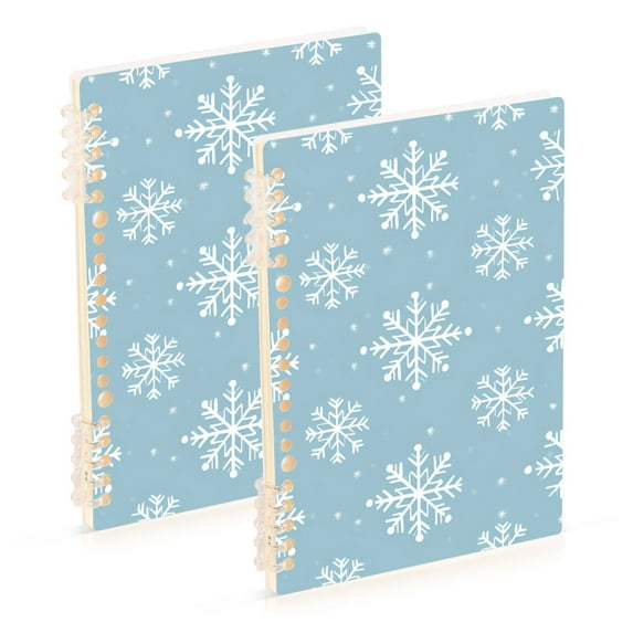 FORMRS 1-Subject Spiral Notebook 8" x 5" College Ruled 60 Refillable Sheet A5 Hard Cover, 2 Pack, Gray Snowflake
