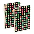 thumbnail image 1 of FORMRS 1-Subject Spiral Notebook 8" x 5" College Ruled 60 Refillable Sheet A5 Hard Cover, 2 Pack, Green Block Pattern, 1 of 7