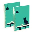 thumbnail image 1 of FORMRS 1-Subject Spiral Notebook 8" x 5" College Ruled 60 Refillable Sheet A5 Hard Cover, 2 Pack, Green Cat, 1 of 7