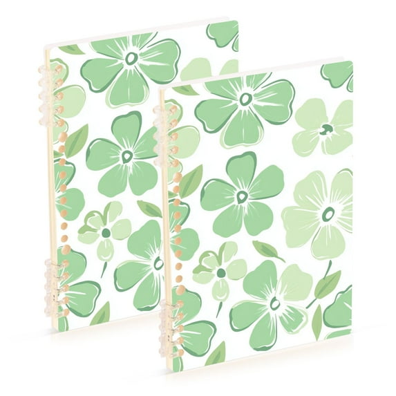 FORMRS 1-Subject Spiral Notebook 8" x 5" College Ruled 60 Refillable Sheet, 2 Pack, Green Floral