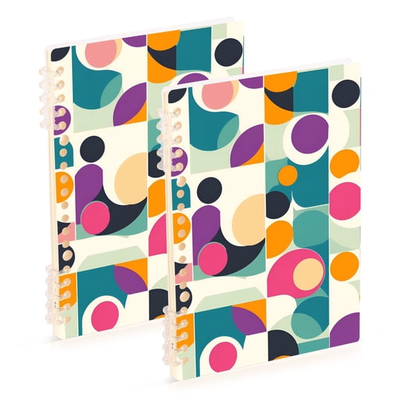 FORMRS 1-Subject Spiral Notebook 8" x 5" College Ruled 60 Refillable Sheet A5 Hard Cover, 2 Pack, Green Geometric