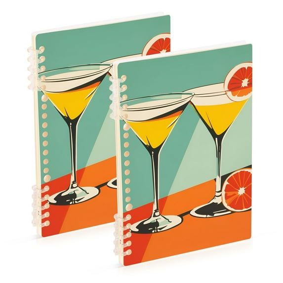 FORMRS 1-Subject Spiral Notebook 8" x 5" College Ruled 60 Refillable Sheet A5 Hard Cover, 2 Pack, Green Glasses