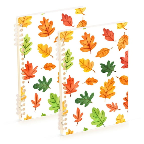 FORMRS 1-Subject Spiral Notebook 8" x 5" College Ruled 60 Refillable Sheet A5 Hard Cover, 2 Pack, Green Leaves