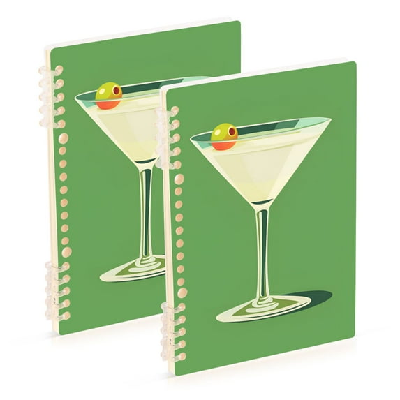 FORMRS 1-Subject Spiral Notebook 8" x 5" College Ruled 60 Refillable Sheet A5 Hard Cover, 2 Pack, Green Lemon Juice