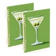 thumbnail image 1 of FORMRS 1-Subject Spiral Notebook 8" x 5" College Ruled 60 Refillable Sheet A5 Hard Cover, 2 Pack, Green Martini Glass, 1 of 7