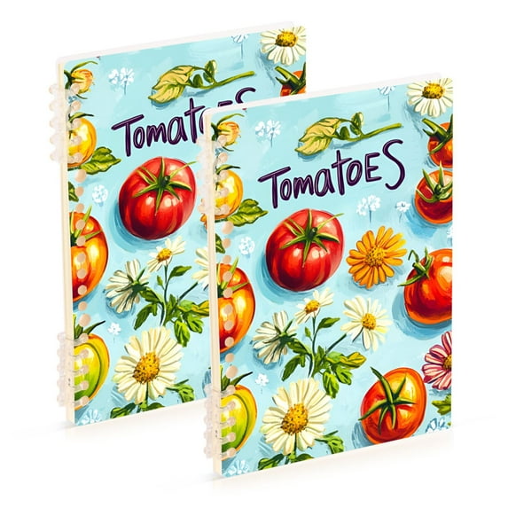 FORMRS 1-Subject Spiral Notebook 8" x 5" College Ruled 60 Refillable Sheet A5 Hard Cover, 2 Pack, Green Tomatoes