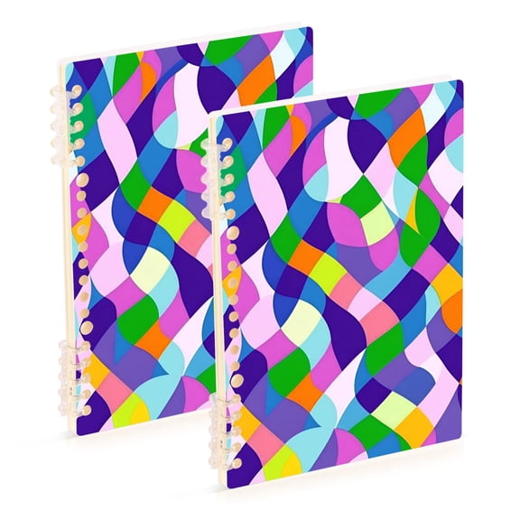 FORMRS 1-Subject Spiral Notebook 8" x 5" College Ruled 60 Refillable Sheet A5 Hard Cover, 2 Pack, Green Wavy Plaid
