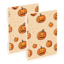 FORMRS 1-Subject Spiral Notebook 8" x 5" College Ruled 60 Refillable Sheet, 2 Pack, Halloween Pumpkins Pattern