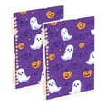 thumbnail image 1 of FORMRS 1-Subject Spiral Notebook 8" x 5" College Ruled 60 Refillable Sheet A5 Hard Cover, 2 Pack, Halloween Purple Ghosts, 1 of 7