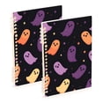 thumbnail image 1 of FORMRS 1-Subject Spiral Notebook 8" x 5" College Ruled 60 Refillable Sheet A5 Hard Cover, 2 Pack, Halloween Purple Ghosts, 1 of 7