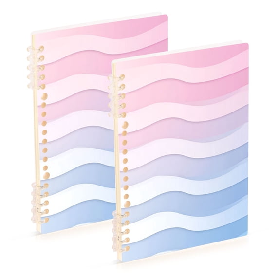 FORMRS 1-Subject Spiral Notebook 8" x 5" College Ruled 60 Refillable Sheet A5 Hard Cover, 2 Pack, Light Blue Gradient