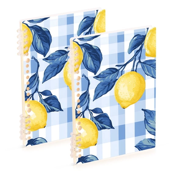 FORMRS 1-Subject Spiral Notebook 8" x 5" College Ruled 60 Refillable Sheet A5 Hard Cover, 2 Pack, Light Blue Lemon
