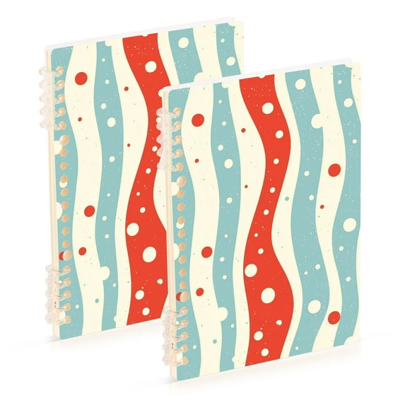 FORMRS 1-Subject Spiral Notebook 8" x 5" College Ruled 60 Refillable Sheet A5 Hard Cover, 2 Pack, Light Blue Pattern