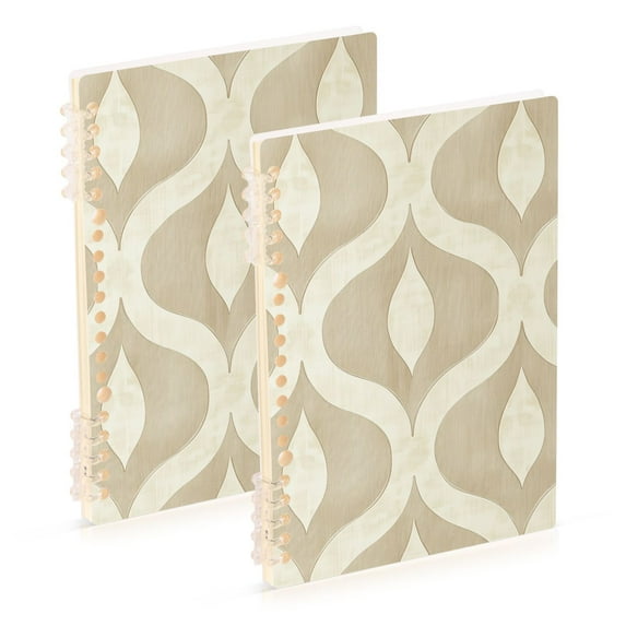 FORMRS 1-Subject Spiral Notebook 8" x 5" College Ruled 60 Refillable Sheet A5 Hard Cover, 2 Pack, Light Brown Pattern