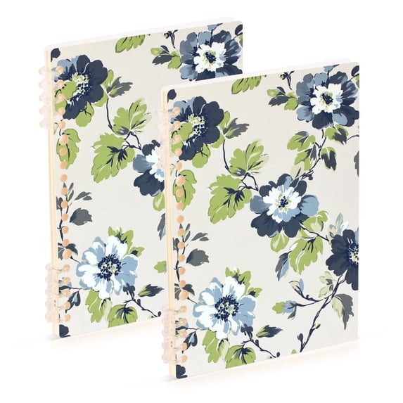 FORMRS 1-Subject Spiral Notebook 8" x 5" College Ruled 60 Refillable Sheet A5 Hard Cover, 2 Pack, Light Floral Pattern