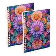 thumbnail image 1 of FORMRS 1-Subject Spiral Notebook 8" x 5" College Ruled 60 Refillable Sheet A5 Hard Cover, 2 Pack, Light Purple Flowers, 1 of 7