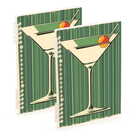 FORMRS 1-Subject Spiral Notebook 8" x 5" College Ruled 60 Refillable Sheet A5 Hard Cover, 2 Pack, Martini Olive
