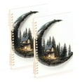 thumbnail image 1 of FORMRS 1-Subject Spiral Notebook 8" x 5" College Ruled 60 Refillable Sheet A5 Hard Cover, 2 Pack, Moon House, 1 of 7