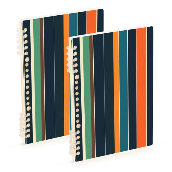 FORMRS 1-Subject Spiral Notebook 8" x 5" College Ruled 60 Refillable Sheet, 2 Pack, Navy Blue Stripes