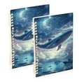 thumbnail image 1 of FORMRS 1-Subject Spiral Notebook 8" x 5" College Ruled 60 Refillable Sheet A5 Hard Cover, 2 Pack, Night Floating Whale, 1 of 7