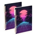 thumbnail image 1 of FORMRS 1-Subject Spiral Notebook 8" x 5" College Ruled 60 Refillable Sheet A5 Hard Cover, 2 Pack, Night Neon Road, 1 of 7