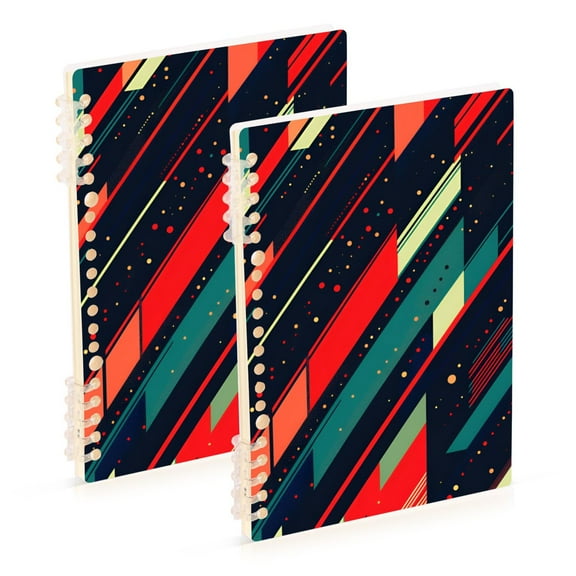 FORMRS 1-Subject Spiral Notebook 8" x 5" College Ruled 60 Refillable Sheet, 2 Pack, Orange Abstract Lines